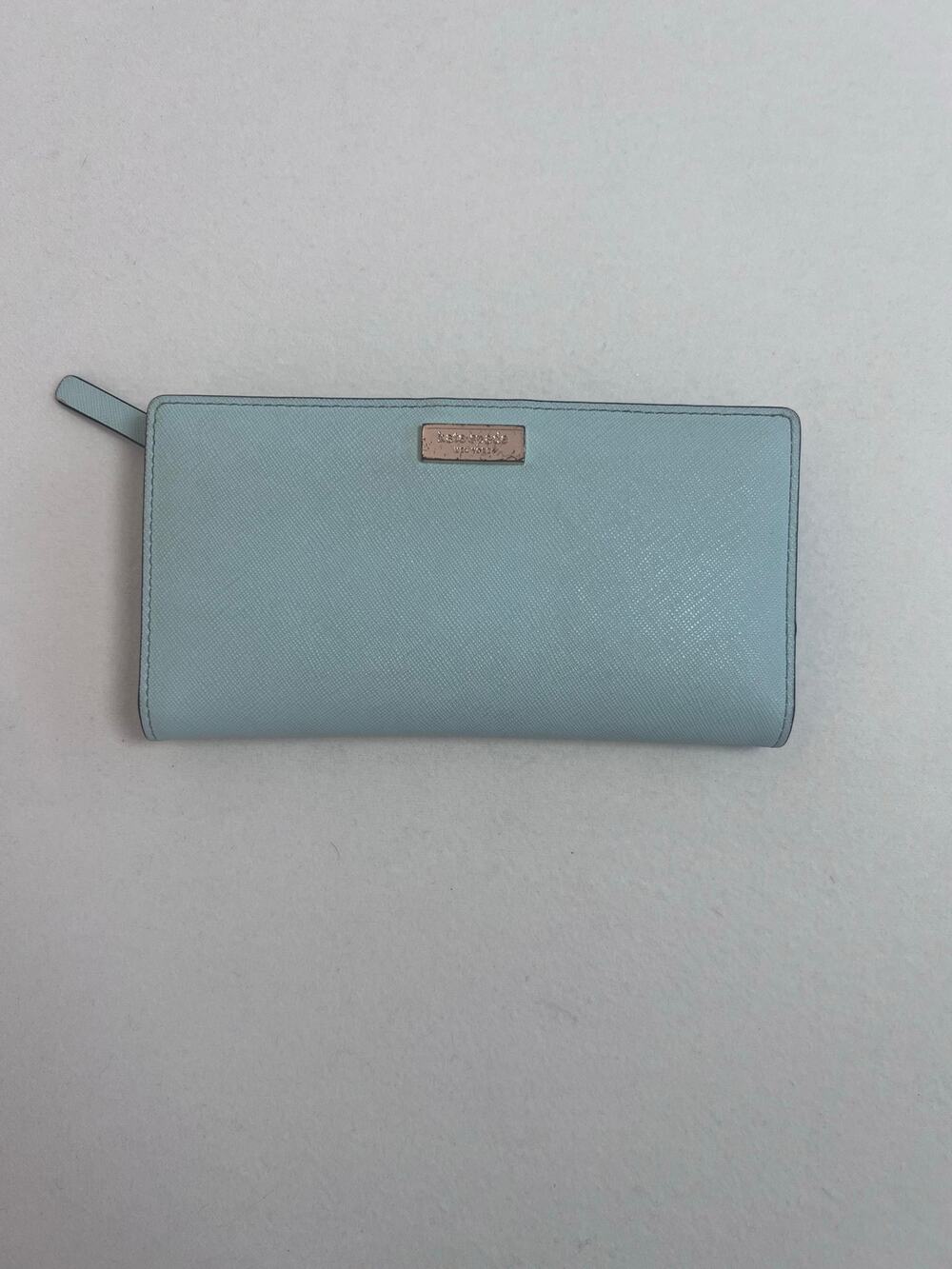 Kate Spade New York Light Blue Saffiano Leather Continental Bifold Wallet ID